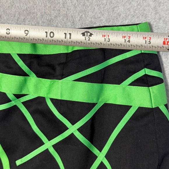 Carlisle Black Green Geometric Tape Pencil Skirt Women Size 4 Cotton Stretch - Picture 7 of 9